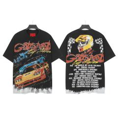 Skeleton Racing Print Washed Version Tee 2 colors 28696498