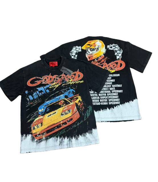 Skeleton Racing Print Washed Version Tee 2 colors 28696498