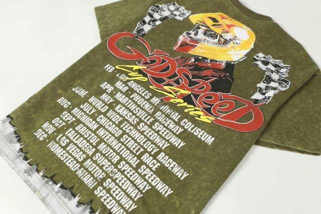 Skeleton Racing Print Washed Version Tee 2 colors 28696498