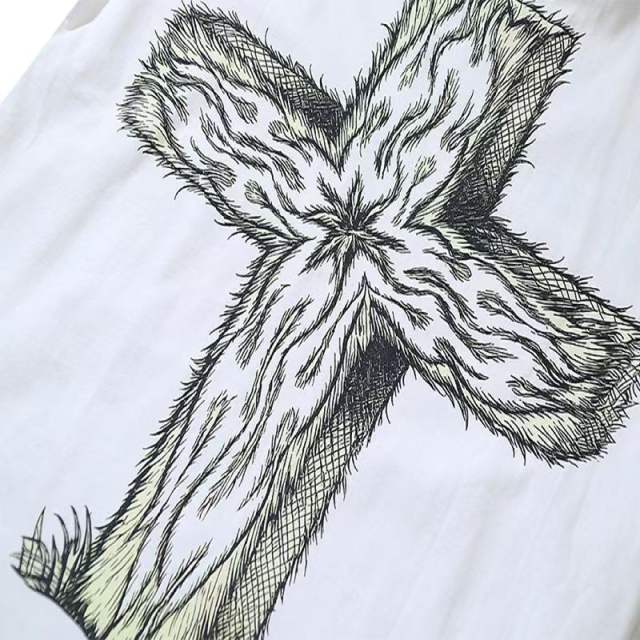 Lamb Letter Print Street Retro Oversized T-Shirt Tee 29031483