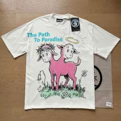 Lamb Letter Print Street Retro Oversized T-Shirt Tee 29031483