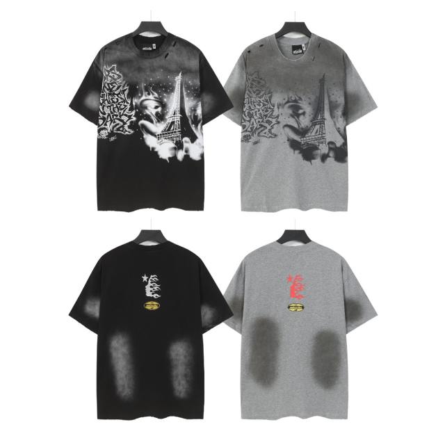Dark Paris Eiffel Tower Print Washed Tee 2 colors 29043139