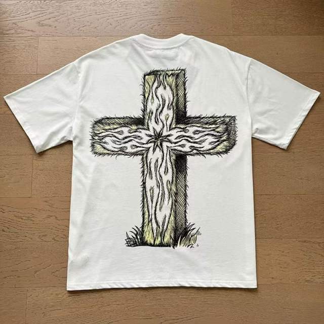 Lamb Letter Print Street Retro Oversized T-Shirt Tee 29031483