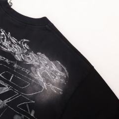 No Evil kull With Covered Eyes Print Washed T-Shirt Tee 28979130