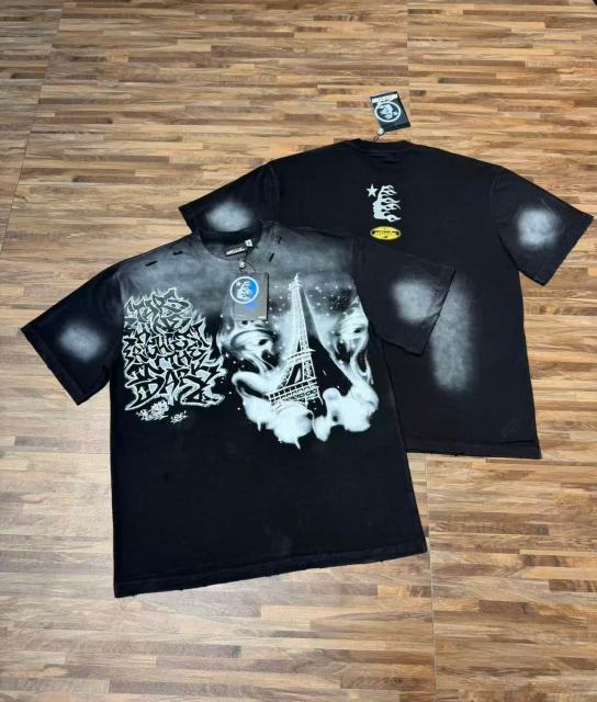 Dark Paris Eiffel Tower Print Washed Tee 2 colors 29043139