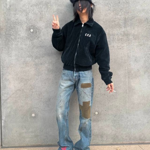 ERD Patchwork Flare Jeans Vintage Washed Distressed Bootcut Denim