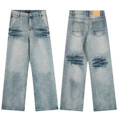 ERD Light Wash Distressed Flare Jeans Vintage Destroyed Bootcut Denim Pants