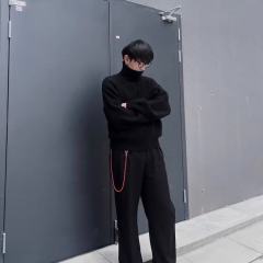 ERD Distressed Cable Knit Turtleneck Black Grunge Hole Knit Sweater
