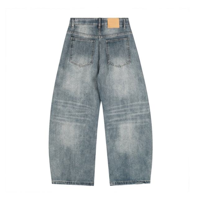 ERD Light Wash Barrel Jeans Vintage Frayed Balloon Denim Pants
