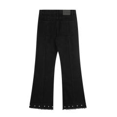 ERD Black Studded Flare Jeans Silver Rivet Bootcut Denim Pants