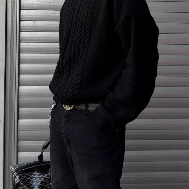 ERD Distressed Cable Knit Turtleneck Black Grunge Hole Knit Sweater
