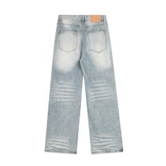 ERD Light Wash Wide Leg Jeans Vintage Washed Cat Whisker Denim