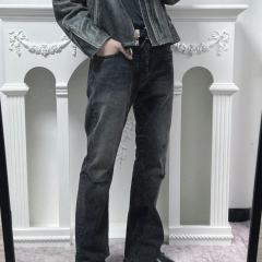 ERD Black Washed Flare Jeans Vintage Distressed Bootcut Denim