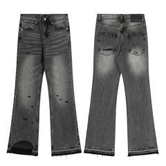 ERD Black Washed Flare Jeans Vintage Distressed Bootcut Denim