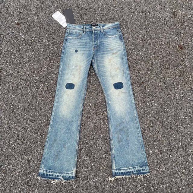 ERD Patchwork Flare Jeans Vintage Muddy Stain Bootcut Denim