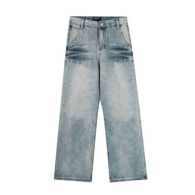 ERD Light Wash Distressed Flare Jeans Vintage Destroyed Bootcut Denim Pants