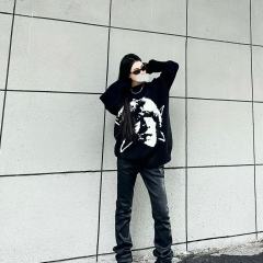 ERD Portrait Jacquard Knit Sweater Black Minimalist Face Graphic Pullover