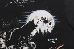 Moonlit Forest Wolf Knight Harley Davidson Motorcycle Black Distressed T-Shirt 29051361
