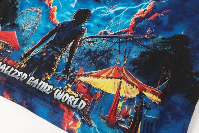 Hell Amusement Park Red-Eyed Skull Vintage Black Short-Sleeve T-Shirt  29052474