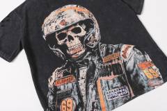 No. 69 Helmet Racing Skull Distressed Black Short-Sleeve T-Shirt 29052367