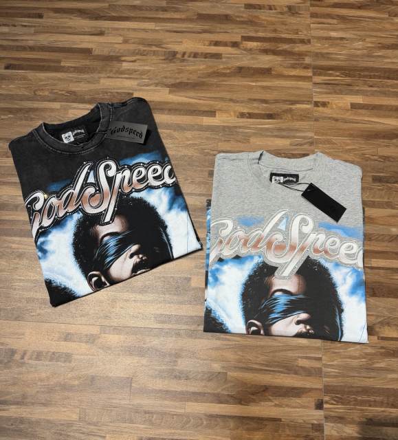 Blindfolded Cupid Angel Rhinestone-decorated Distressed T-shirt 2 colors 29051377