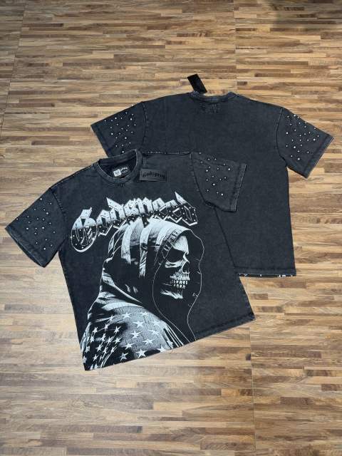 American flag hoodie, death skull, hot-fix rhinestone,  worn-out T-shirt 2 colors 29051378