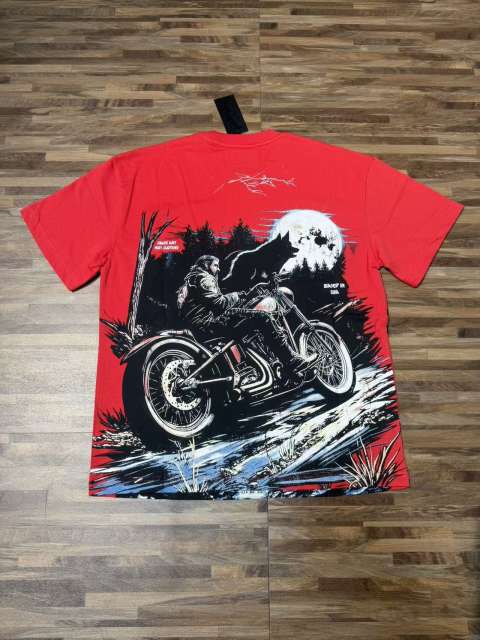 Wolf Knight Motorcycle Red Double-sided Printed Short-sleeved T-shirt 29051343