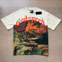 Hollywood sports car beige short-sleeved T-shirt 29047316