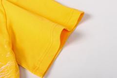 Skiing skull hot-fix rhinestone letters yellow double-sided printed short-sleeved T-shirt 29051353