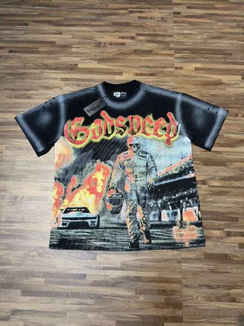 Flame Racing Driver Skull Vintage Black Short-Sleeve T-Shirt 29052456
