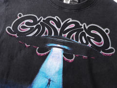 Flying saucer UFO black vintage short-sleeved T-shirt  29047327