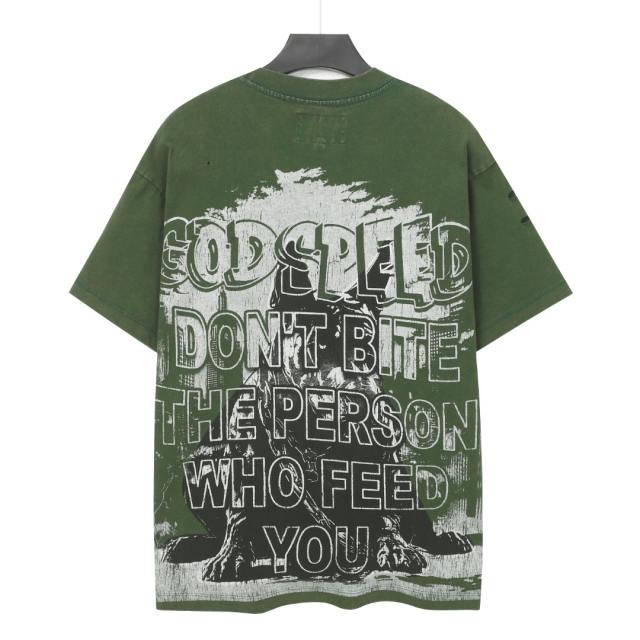 Bulldog New York City Black and Green Distressed Short-Sleeve T-Shirt 29052378