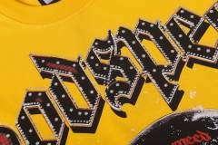 Skiing skull hot-fix rhinestone letters yellow double-sided printed short-sleeved T-shirt 29051353