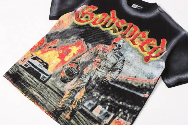 Flame Racing Driver Skull Vintage Black Short-Sleeve T-Shirt 29052456