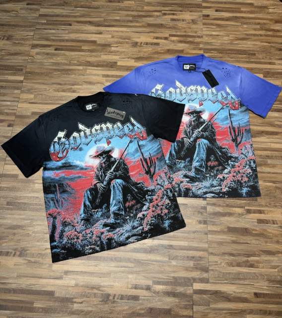 Western cowboy skull rhinestone black vintage short-sleeved T-shirt 29047333