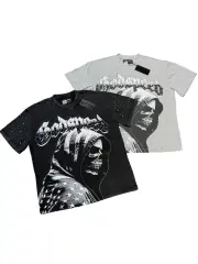 American flag hoodie, death skull, hot-fix rhinestone,  worn-out T-shirt 2 colors 29051378