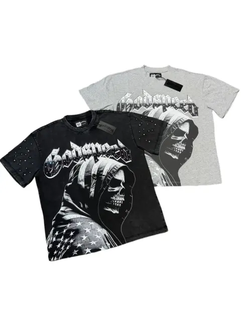 American flag hoodie, death skull, hot-fix rhinestone,  worn-out T-shirt 2 colors 29051378
