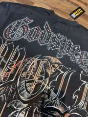 Street skull sports car hot-fix rhinestone black vintage short-sleeved T-shirt 29047352