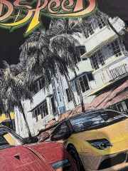 Miami Sports Car G Black Distressed Short-sleeved T-shirt 29047441