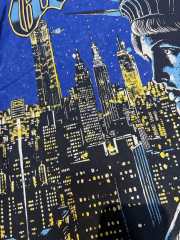 New York Night View Statue of Liberty Royal Blue Distressed Short-Sleeve T-Shirt  29051341