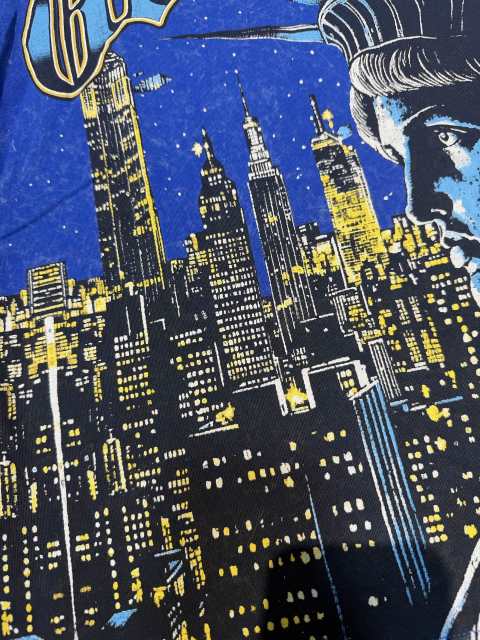 New York Night View Statue of Liberty Royal Blue Distressed Short-Sleeve T-Shirt  29051341