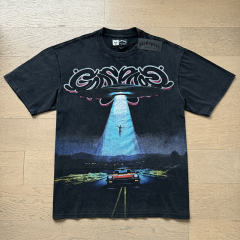 Flying saucer UFO black vintage short-sleeved T-shirt  29047327