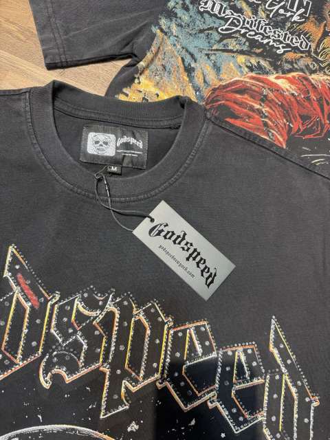 Vintage snow skiing skeleton distressed washed print T-shirt 29051358