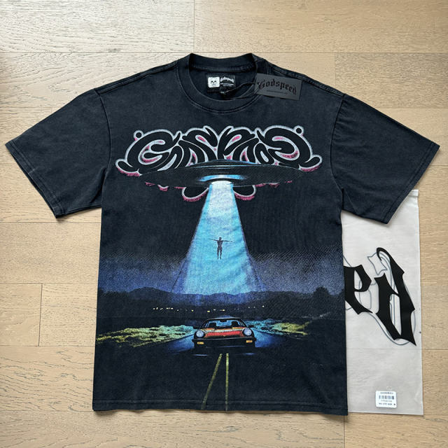 Flying saucer UFO black vintage short-sleeved T-shirt  29047327