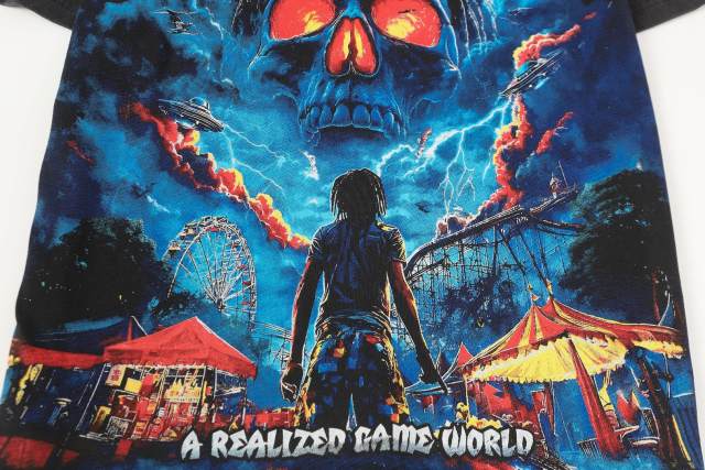 Hell Amusement Park Red-Eyed Skull Vintage Black Short-Sleeve T-Shirt  29052474