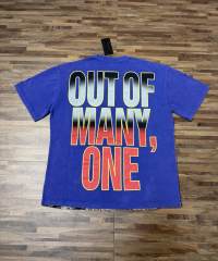 Rural skeleton farmer gradient letter royal blue vintage short-sleeved T-shirt 29052384