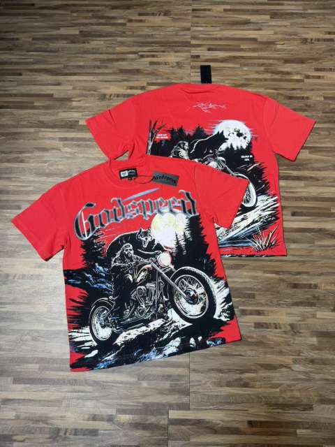 Wolf Knight Motorcycle Red Double-sided Printed Short-sleeved T-shirt 29051343