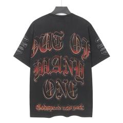 Racing driver skull hot-fix Gothic font black vintage short-sleeved T-shirt 29051372