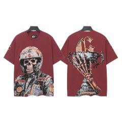 No. 69 Helmet Racing Skull Distressed Black Short-Sleeve T-Shirt 29052367