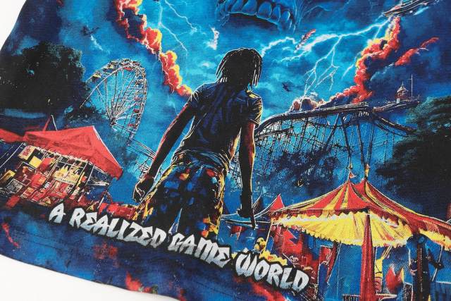 Hell Amusement Park Red-Eyed Skull Vintage Black Short-Sleeve T-Shirt  29052474
